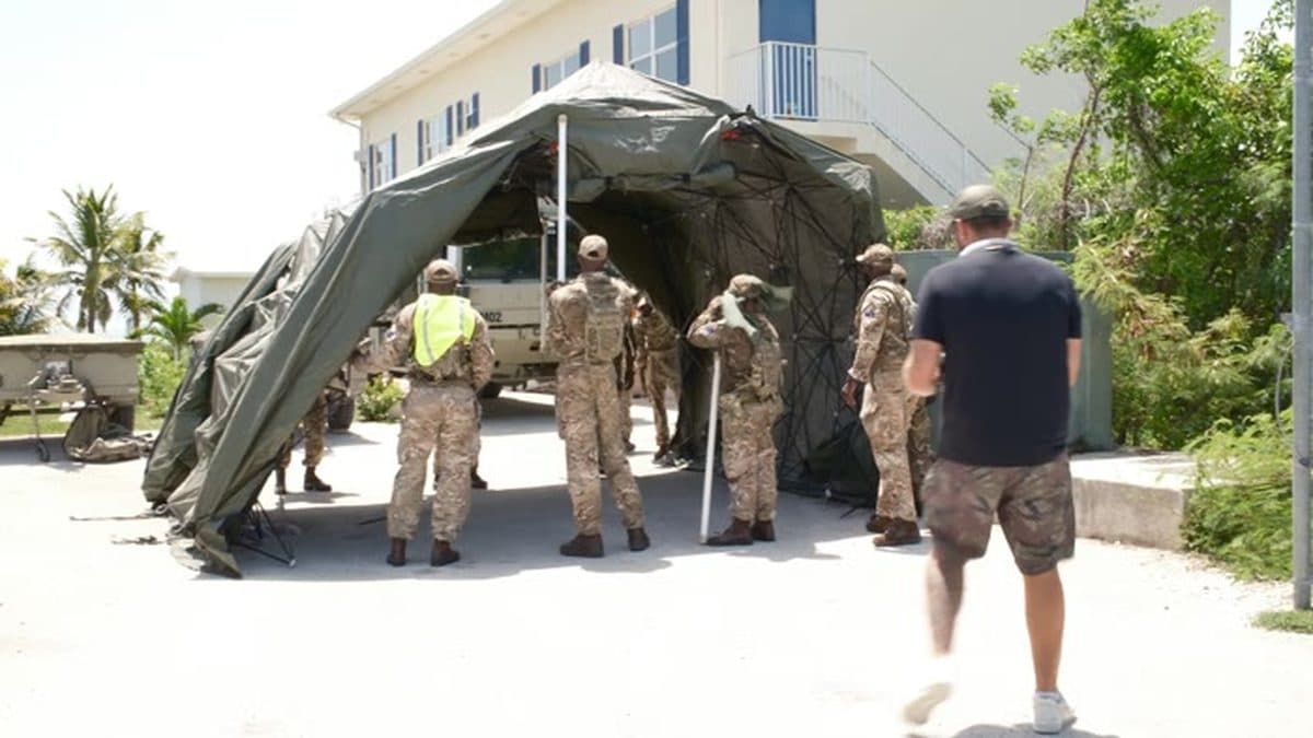 A field tent going up during a Regiment exercise